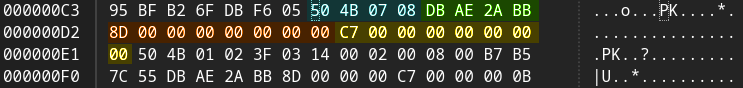 ZIP64 data descriptor Image showing hexadecimal code of the ZIP’s data descriptor