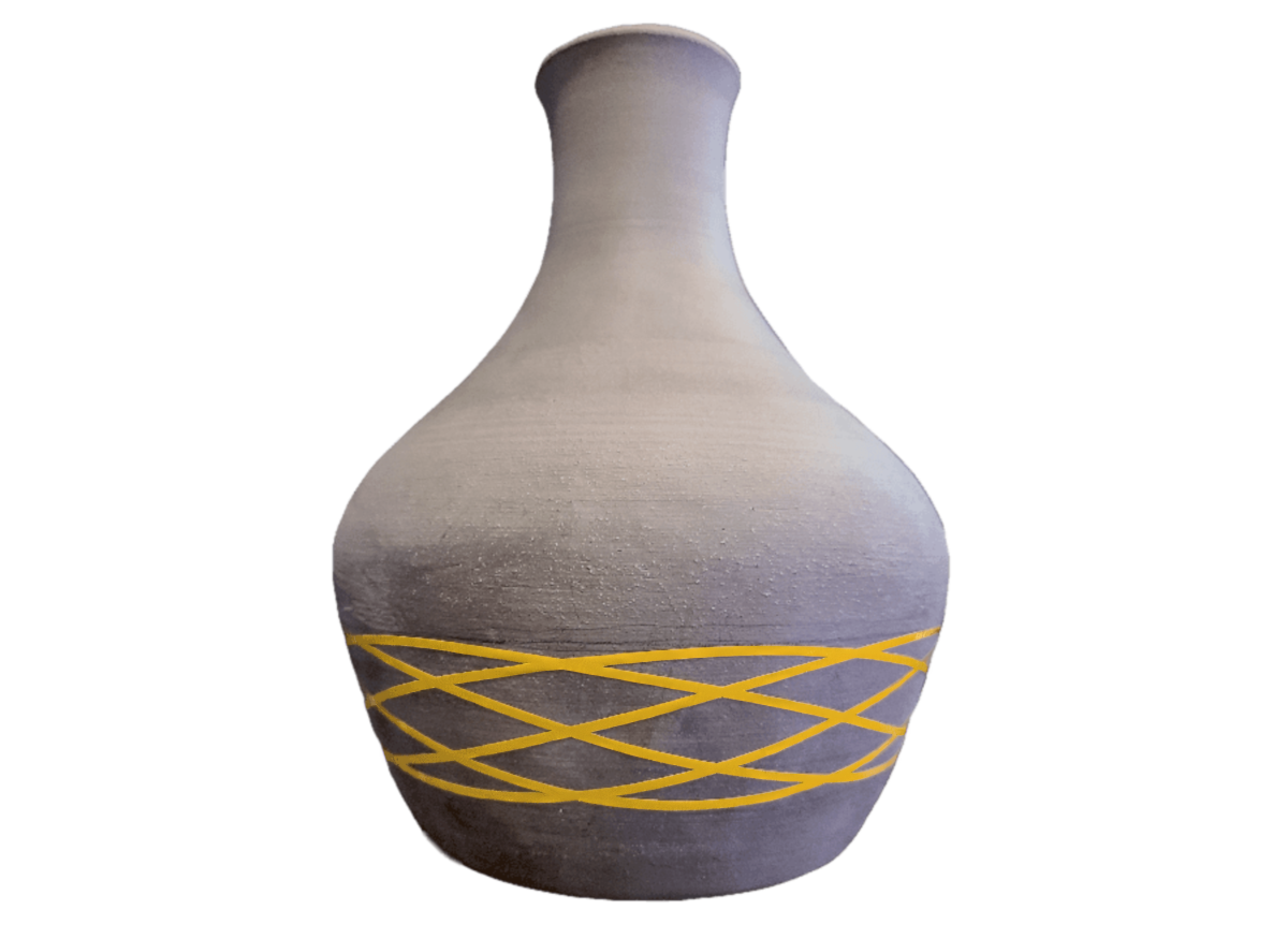 Completed vase with vinyl decal applied around the belly Completed vase with vinyl decal applied around the belly