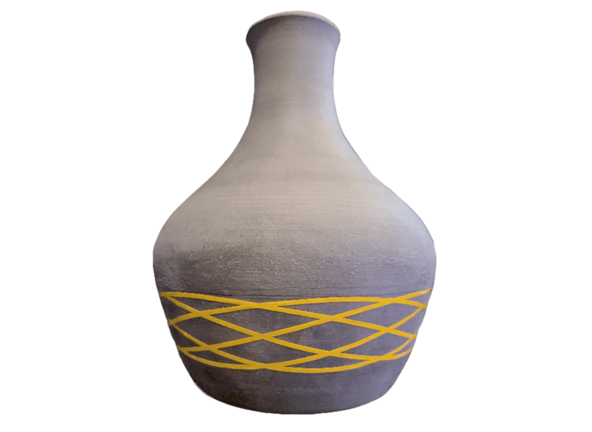 Completed vase with vinyl decal applied around the belly Completed vase with vinyl decal applied around the belly
