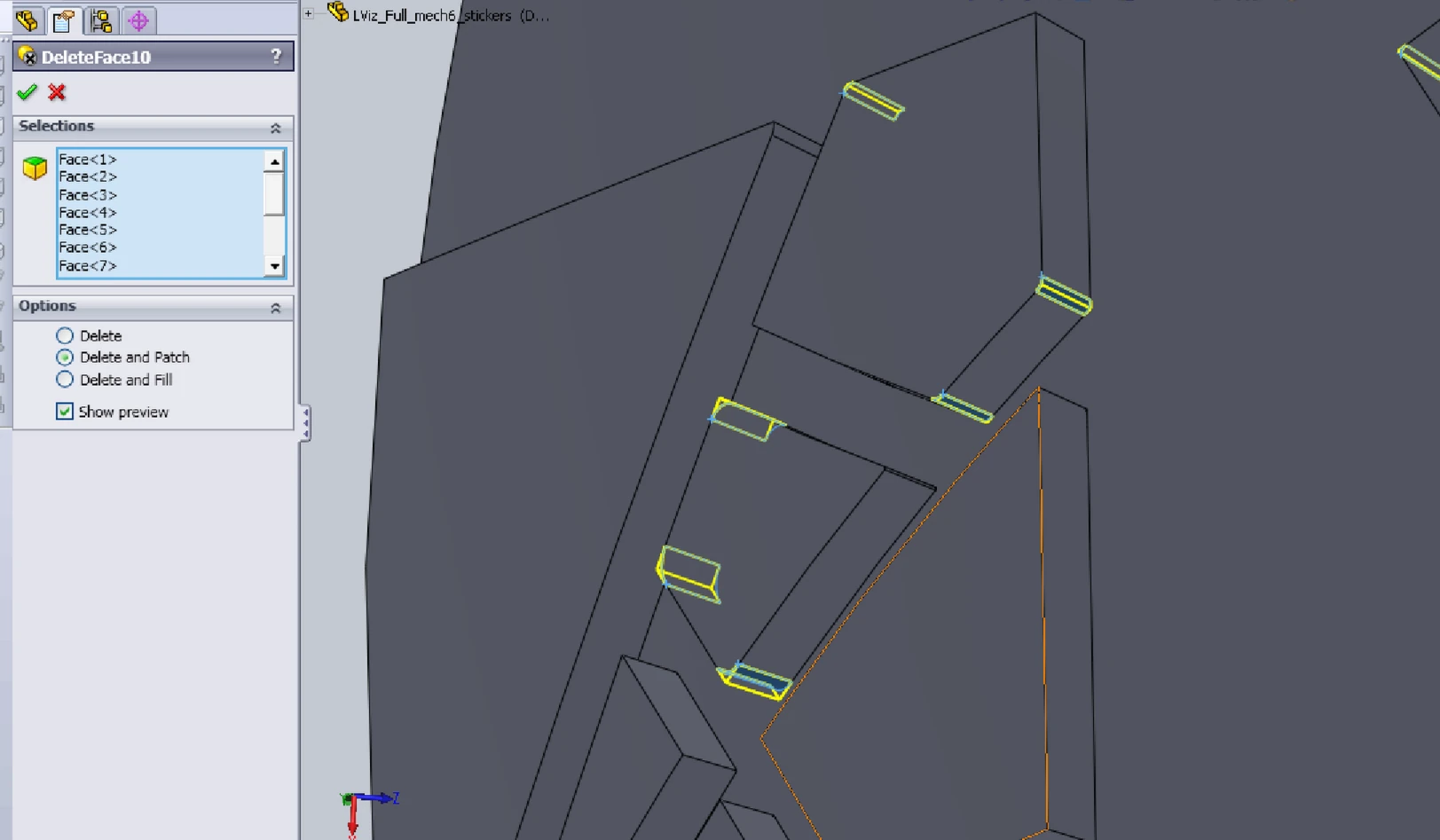 Solidworks - Delete Face Solidworks - Delete Face