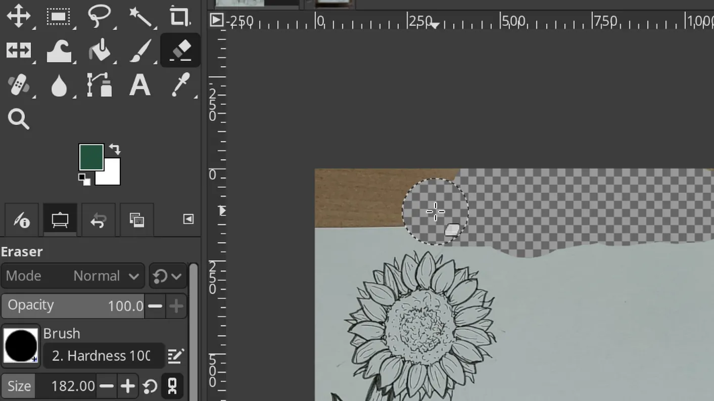 Cleaning edges with the Eraser tool Erasing background edges