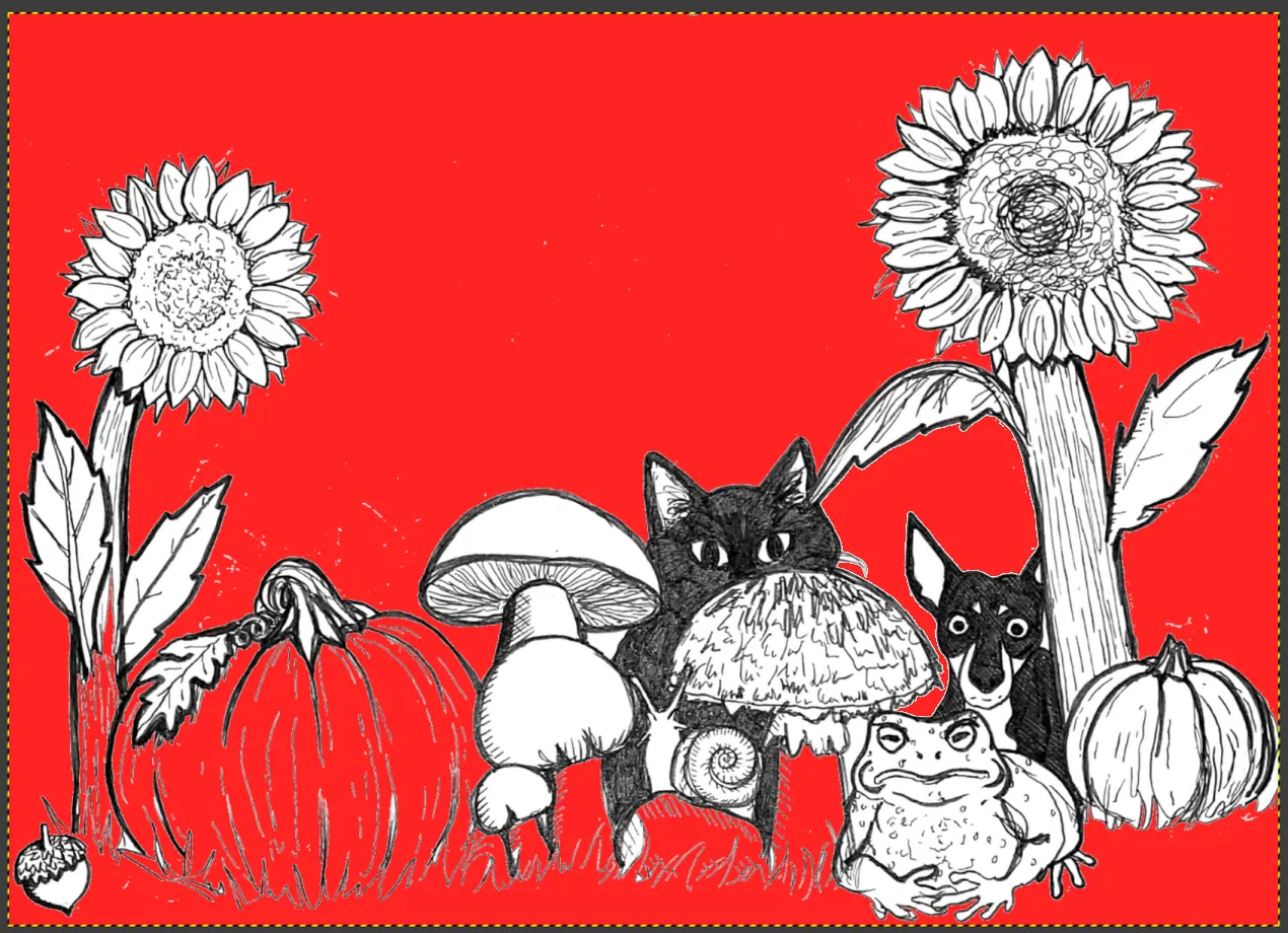 Background replaced with solid red for cleanup visibility Background filled with red