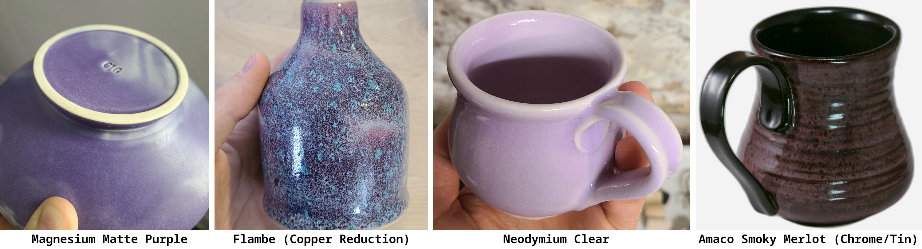 Miscellaneous purple glazes on my pieces from 2023-2025 Misc purple glazes